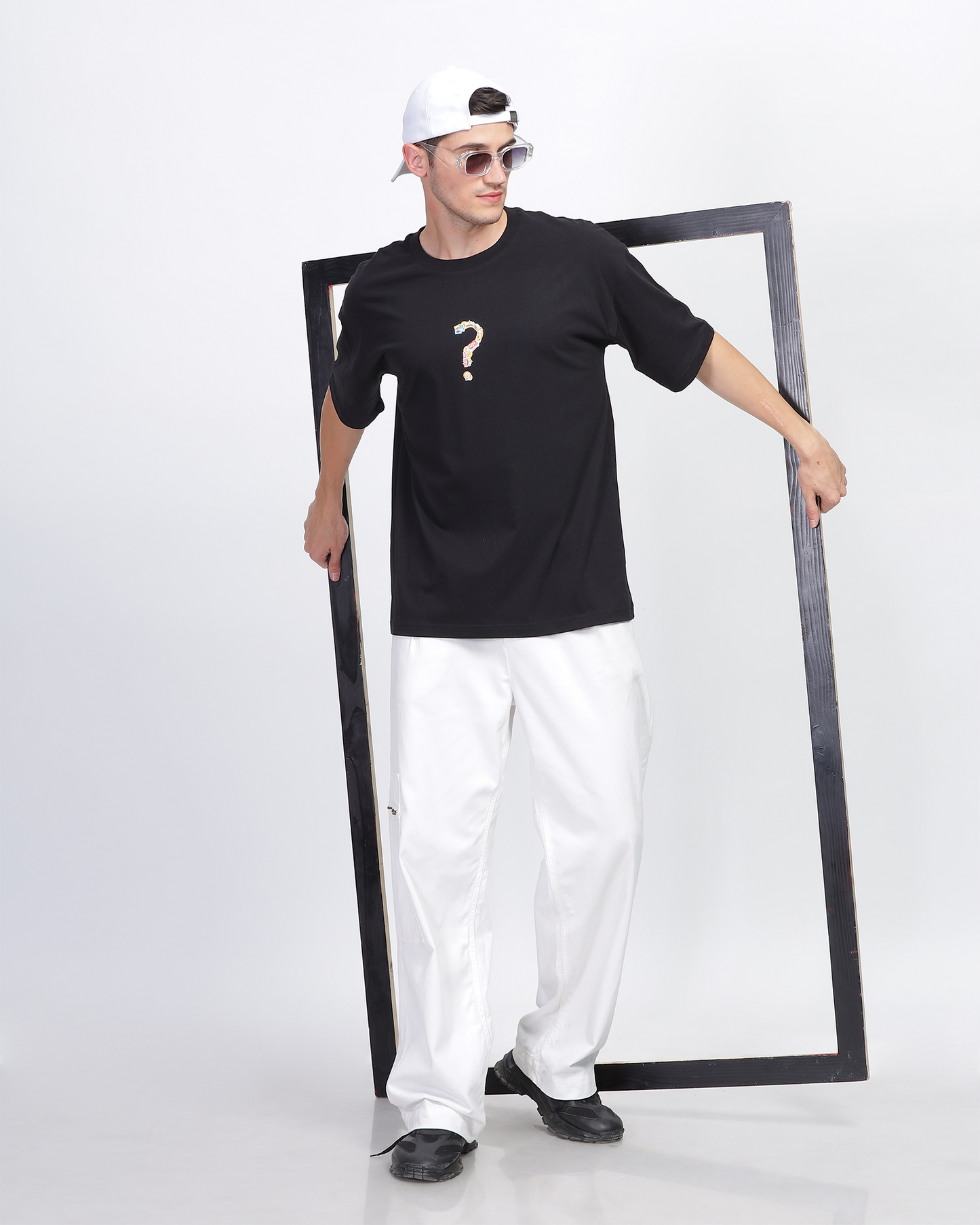 Black True Oversized Fit Printed T-shirt for Men