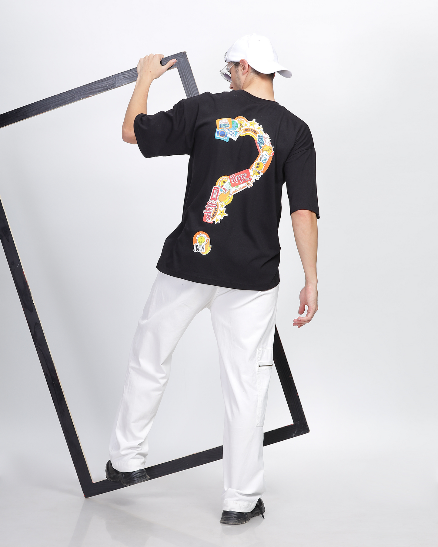 Black True Oversized Fit Printed T-shirt for Men
