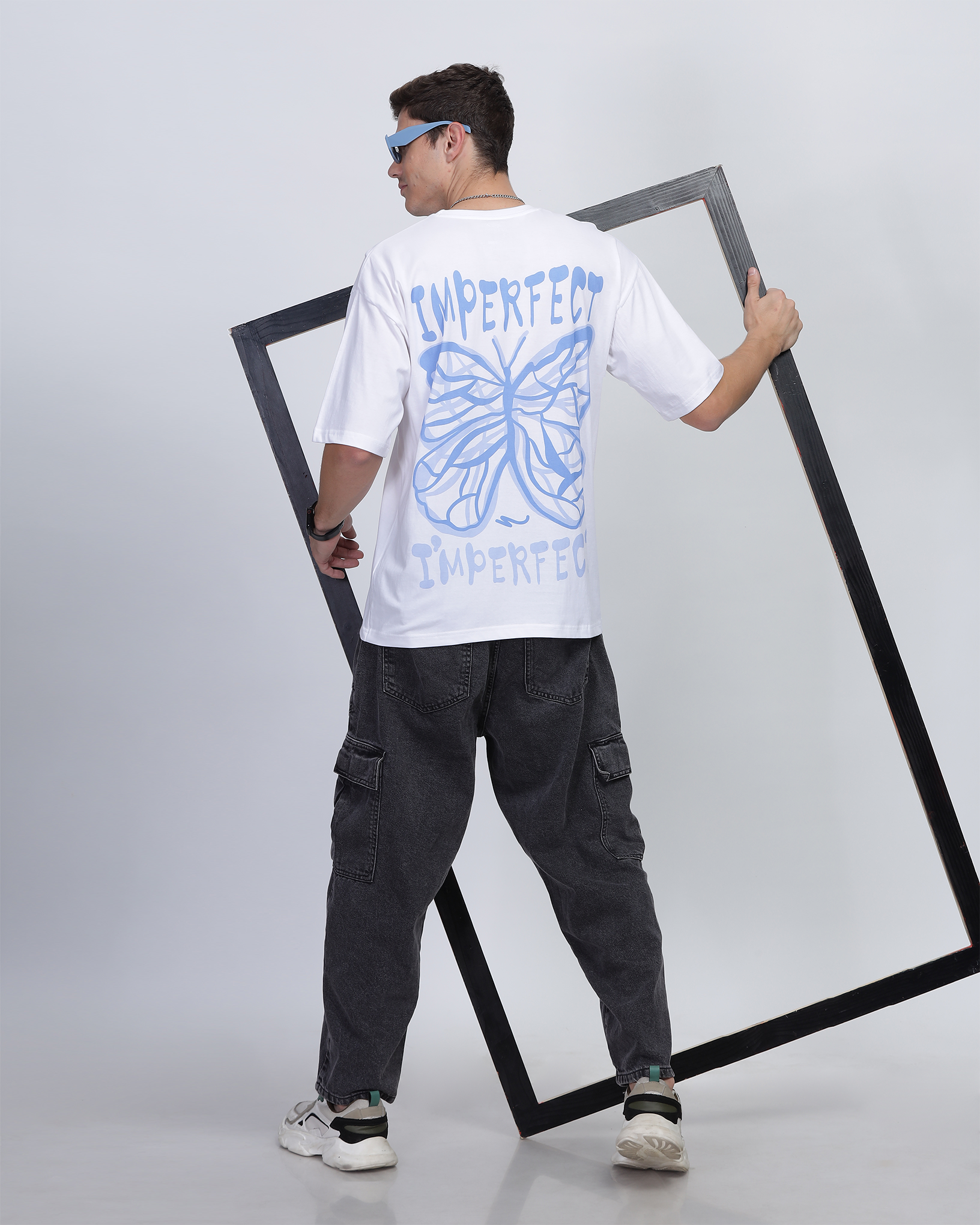 White True Oversized Fit Printed T-shirt for Men
