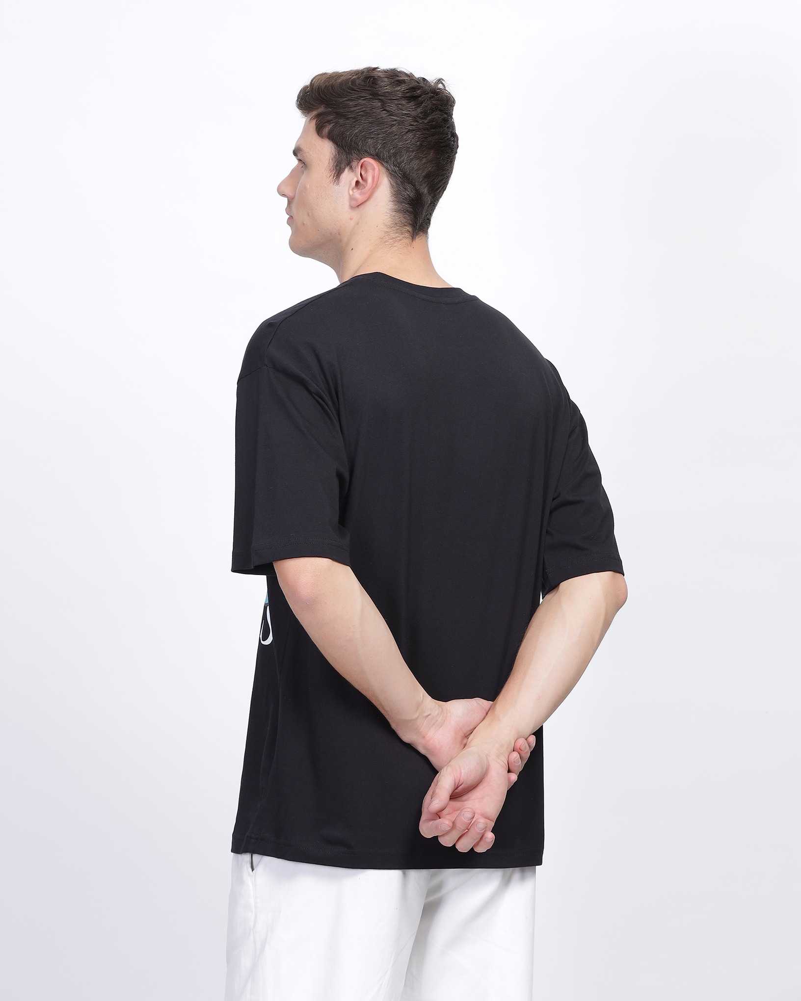 Black True Oversized Fit Printed T-shirt for Men 