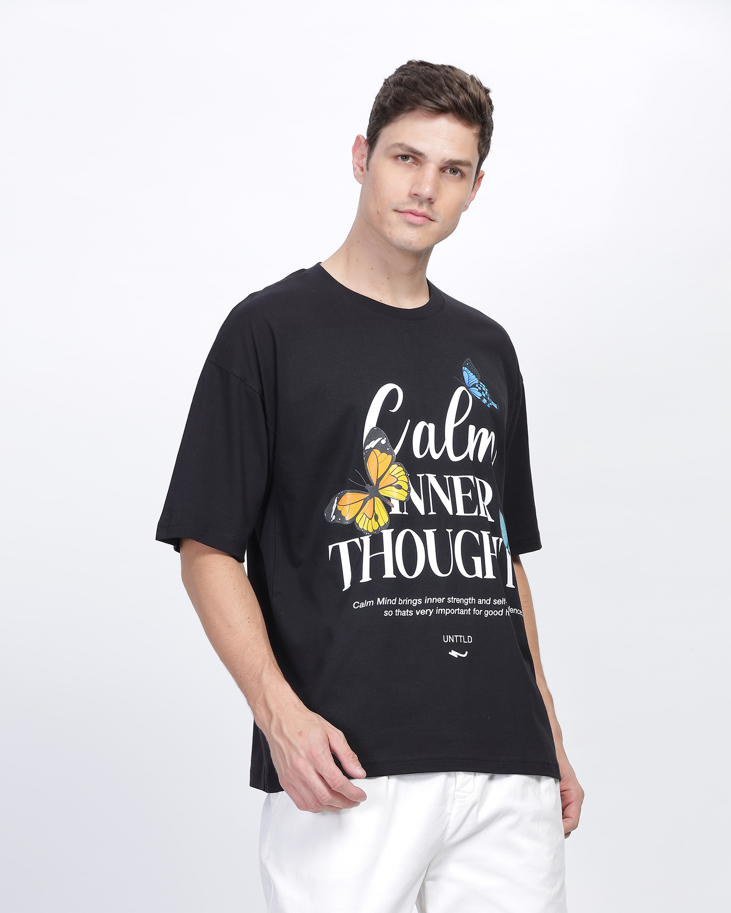 Black True Oversized Fit Printed T-shirt for Men 