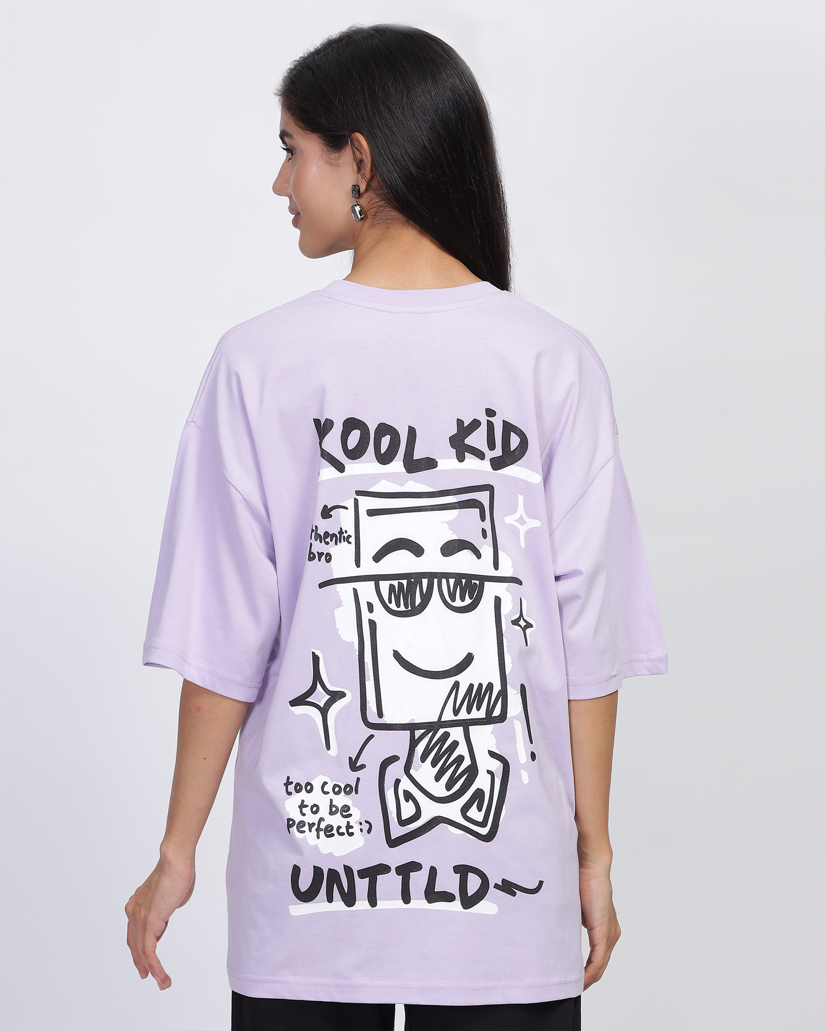 Lilac Oversized Fit Printed T-shirt