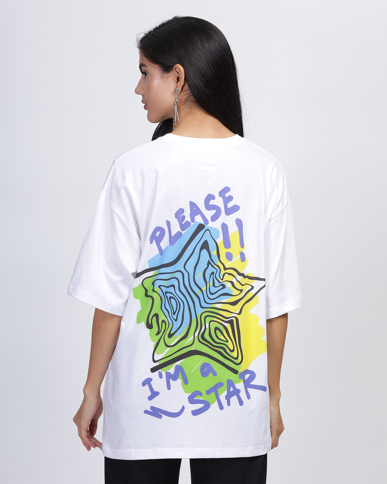 White Oversized Unisex Printed T-shirt 