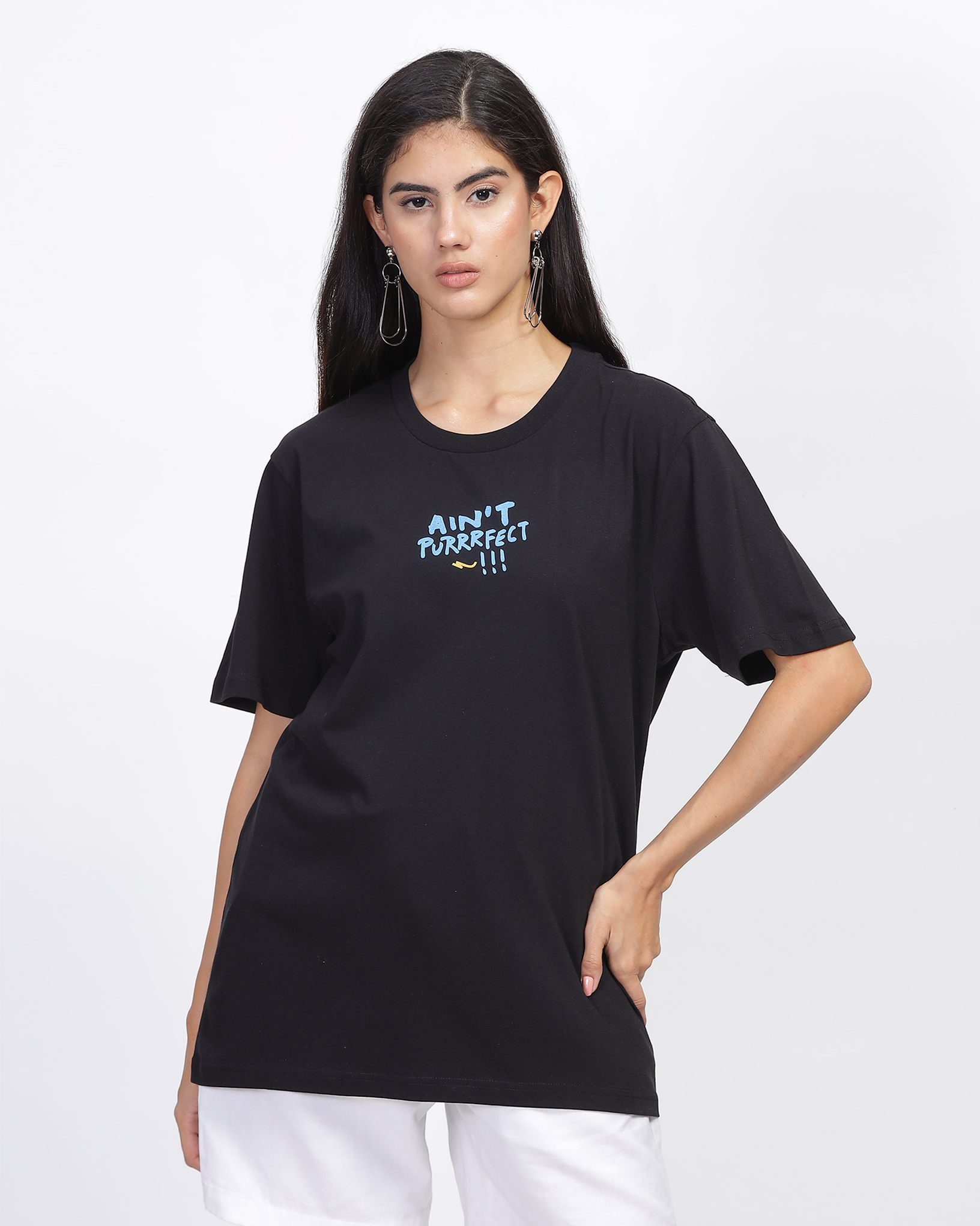 Black Oversized Fit Printed T-shirt 