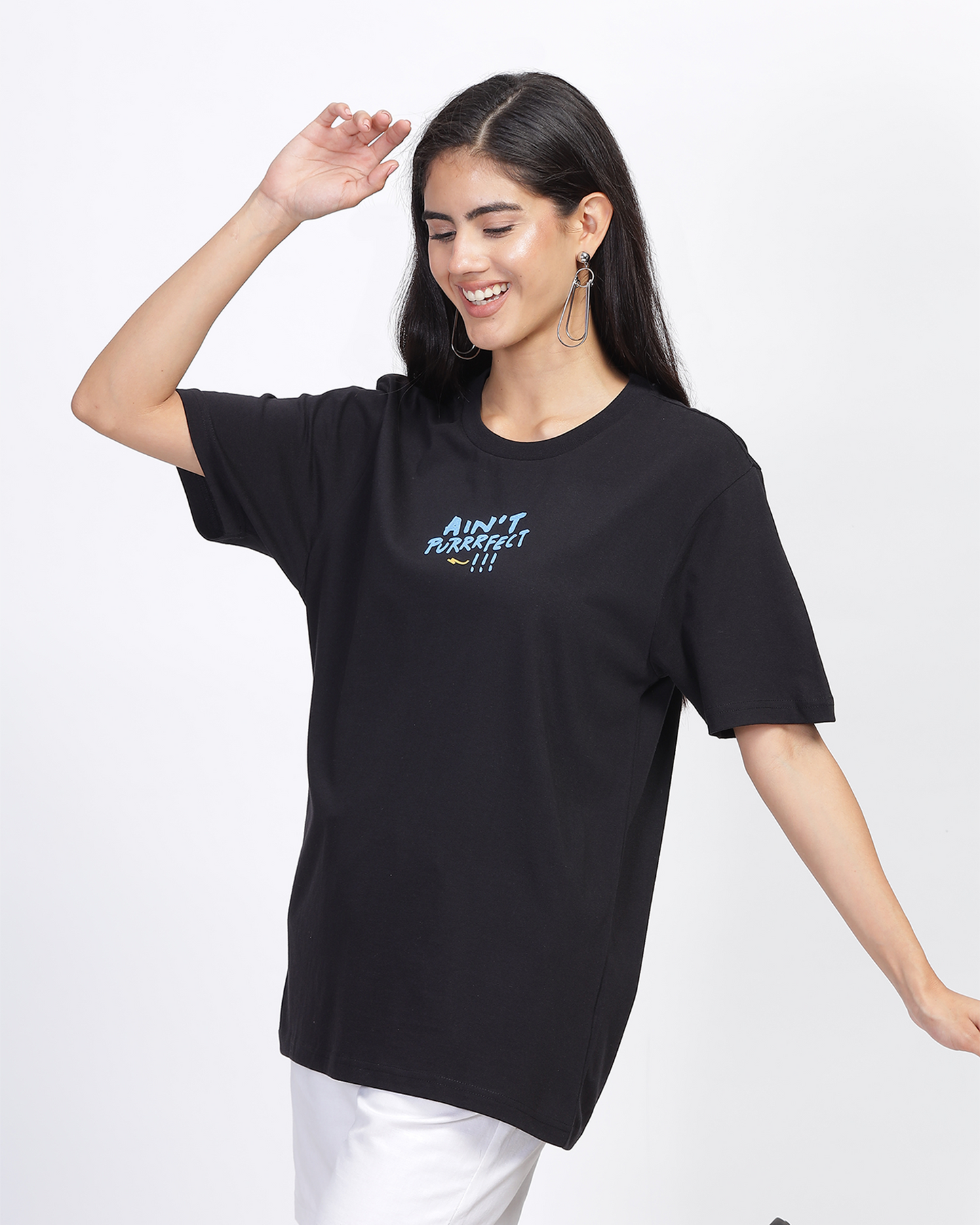Black Oversized Fit Printed T-shirt 