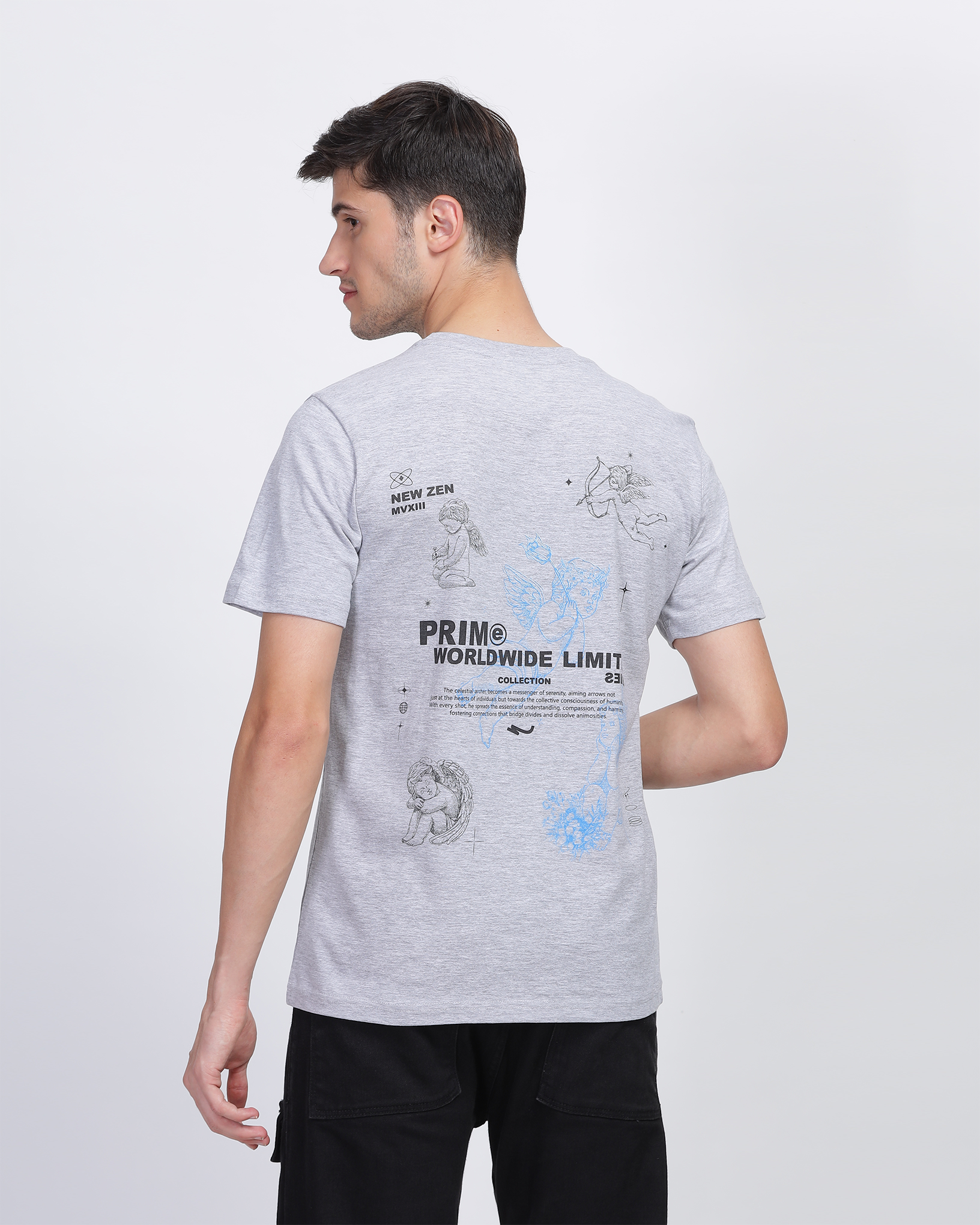 Grey Regular Fit Printed T-shirt for Men 