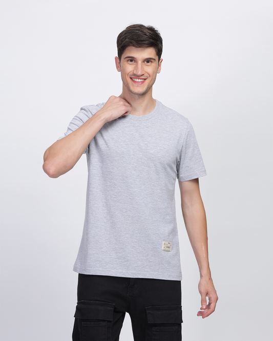 Grey Regular Fit Printed T-shirt for Men 
