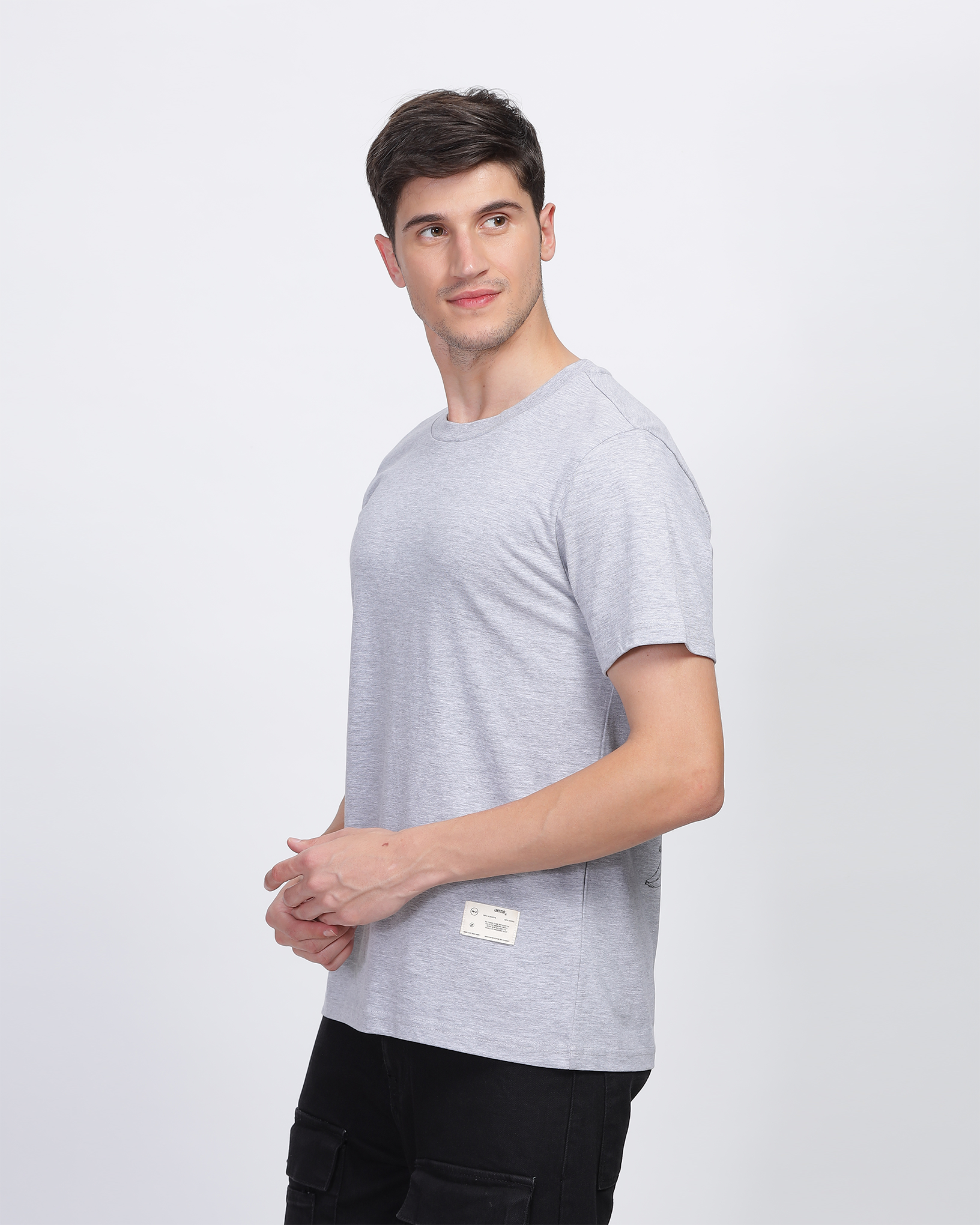 Grey Regular Fit Printed T-shirt for Men 