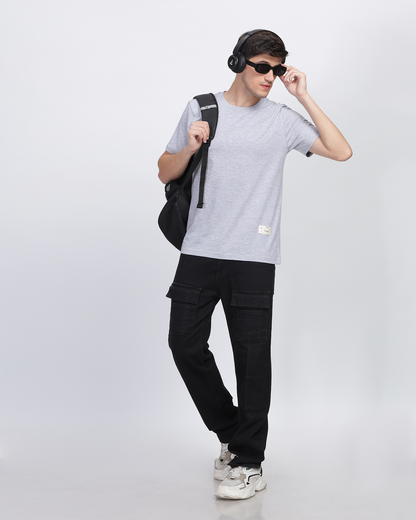 Grey Regular Fit Printed T-shirt for Men 
