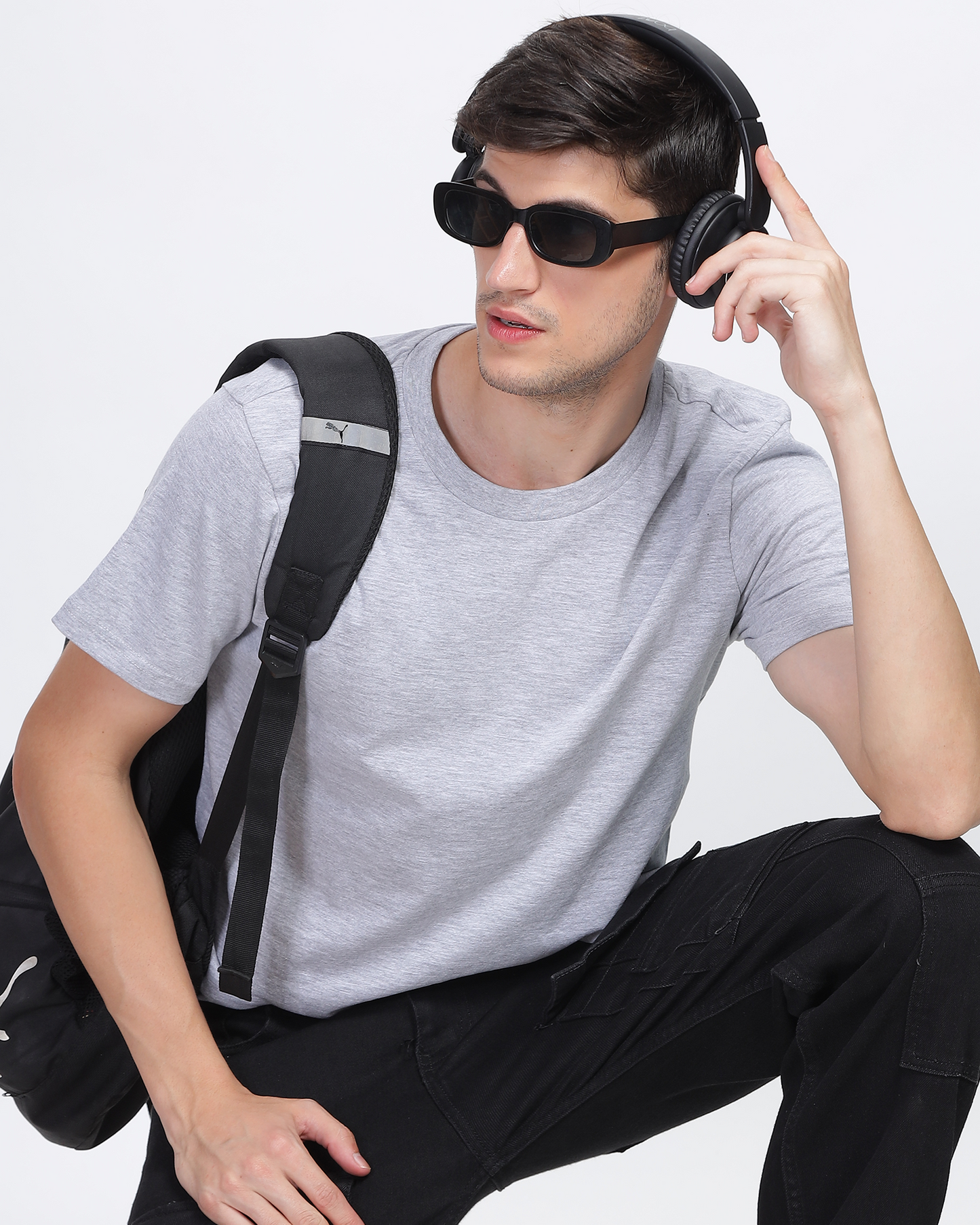 Grey Regular Fit Printed T-shirt for Men 