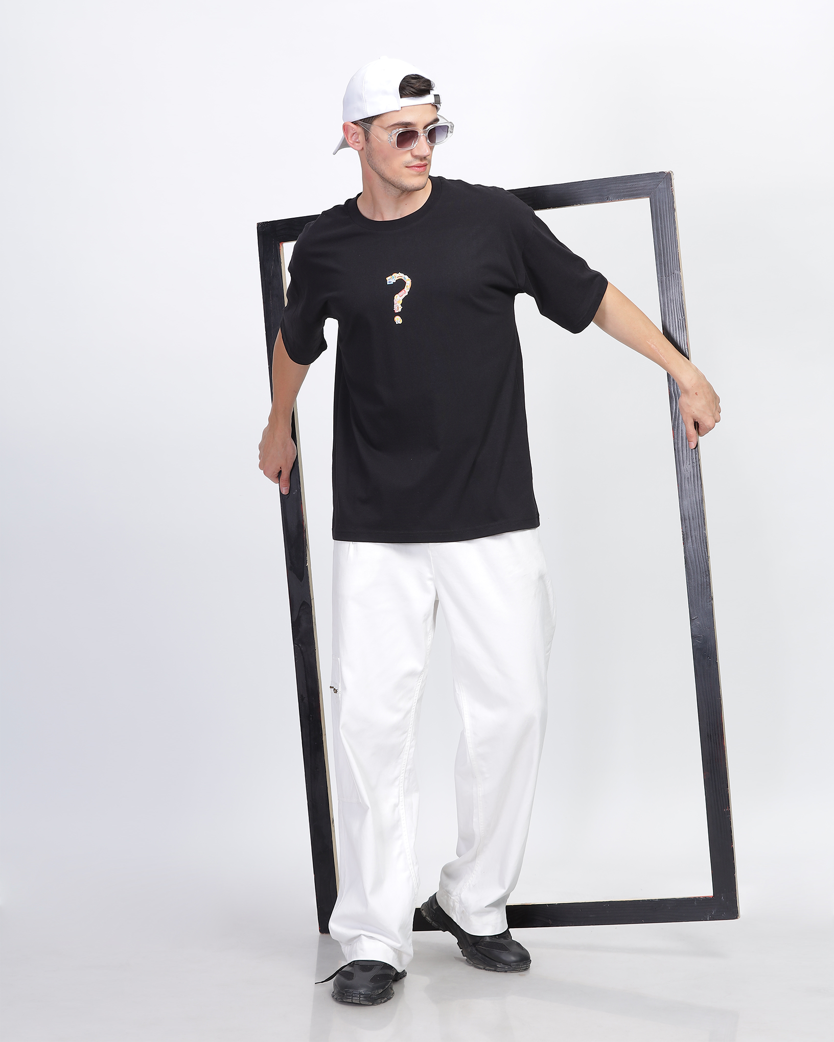 Black True Oversized Fit Printed T-shirt for Men 