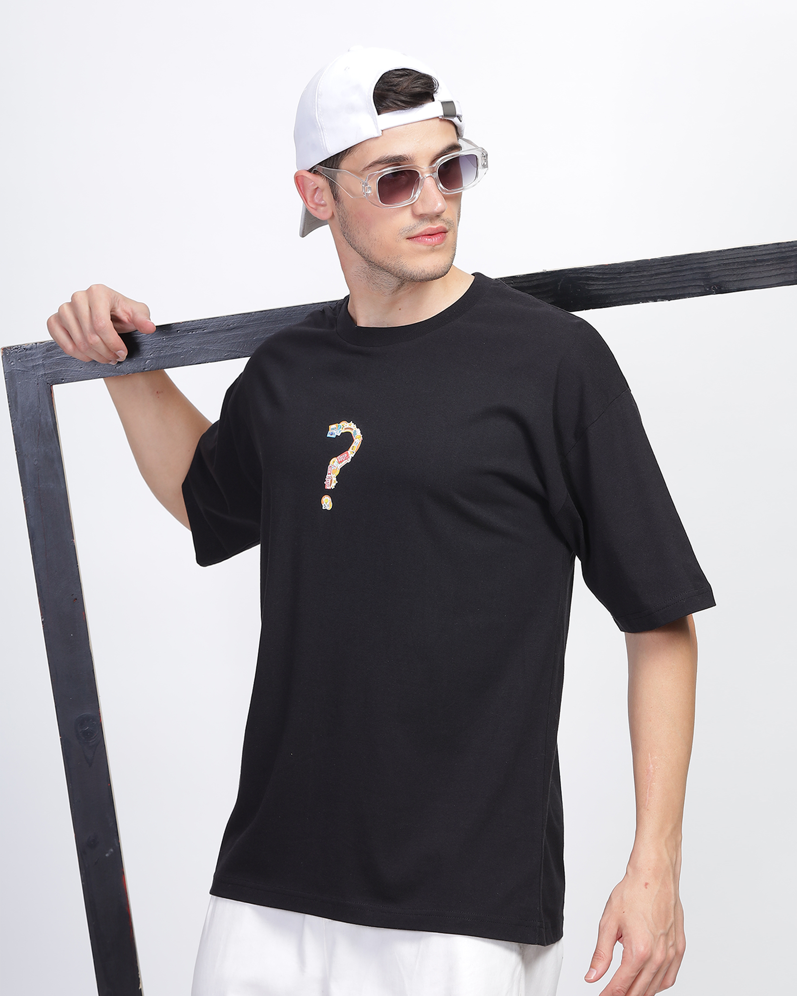 Black True Oversized Fit Printed T-shirt for Men 