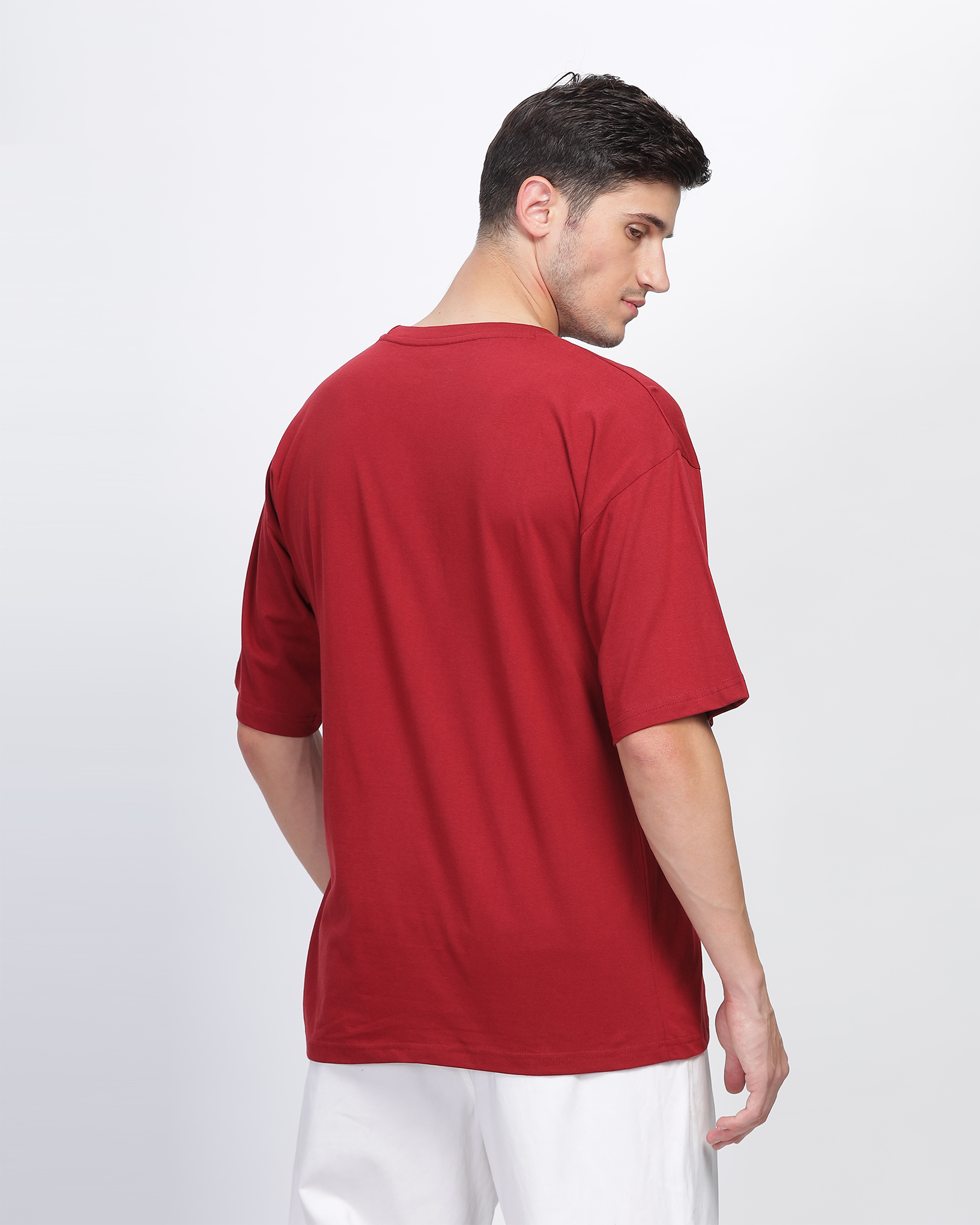 Deep Red True Oversized Fit Printed T-shirt for Men