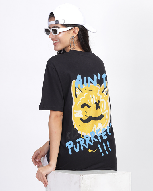Black Oversized Fit Printed T-shirt 