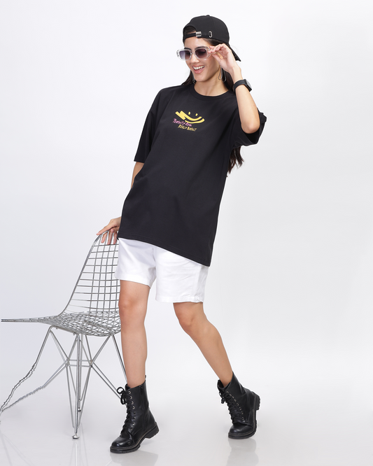 Black Oversized Fit Printed T-shirt
