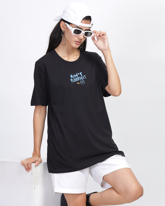 Black Oversized Fit Printed T-shirt 