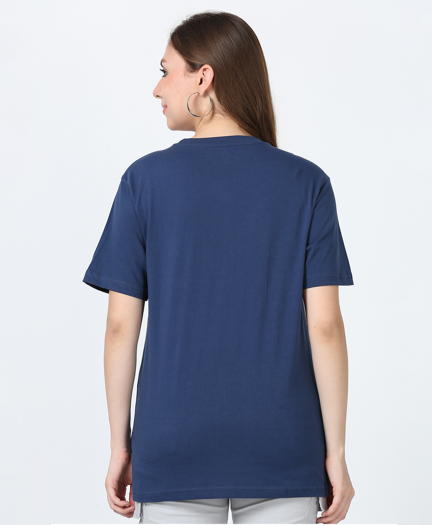 Navy Regular Fit Front Printed Couple T-Shirts