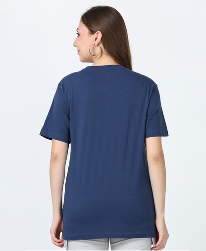 Navy Regular Fit Front Printed Couple T-Shirts