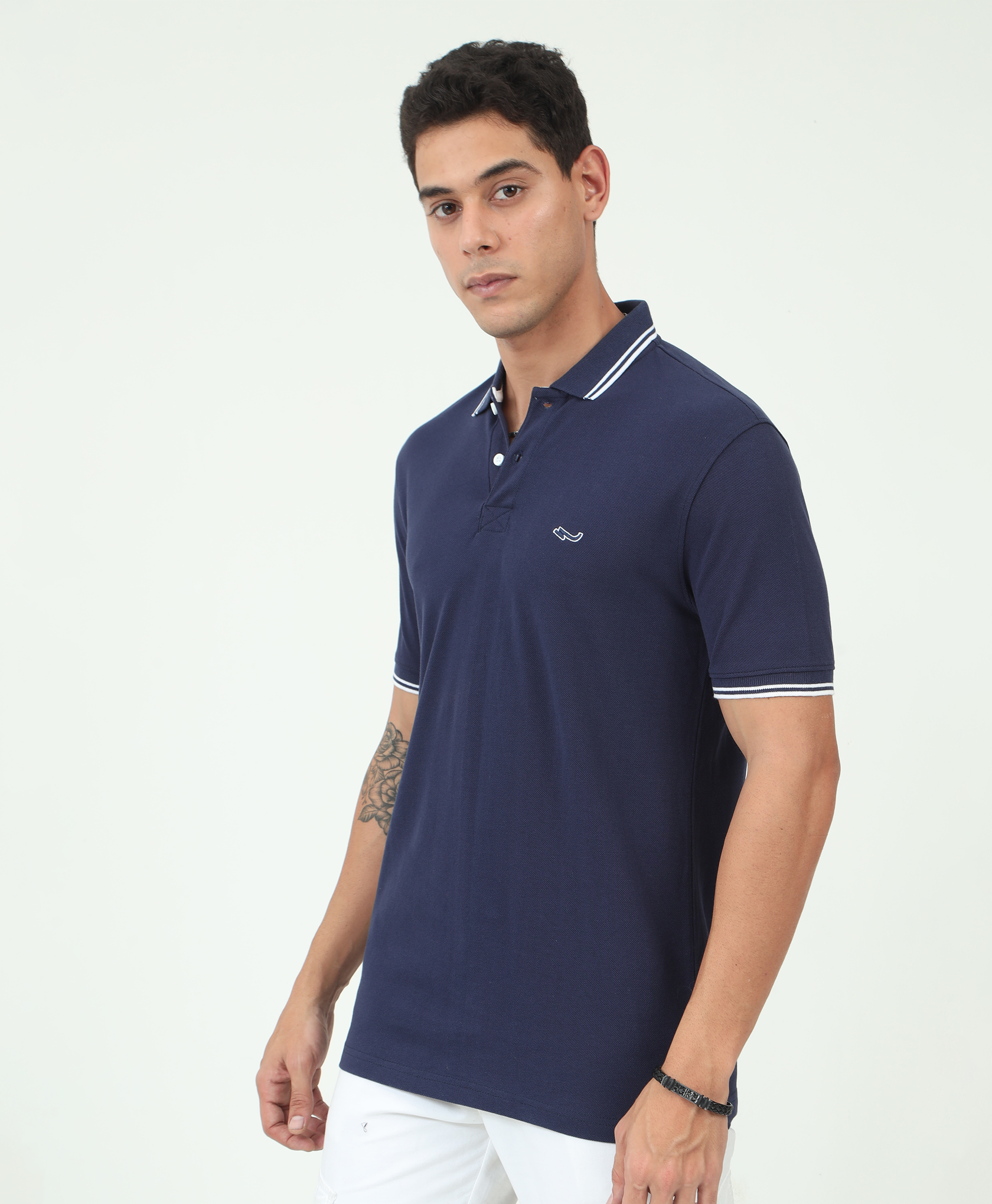 Navy Back printed Polo T-Shirt