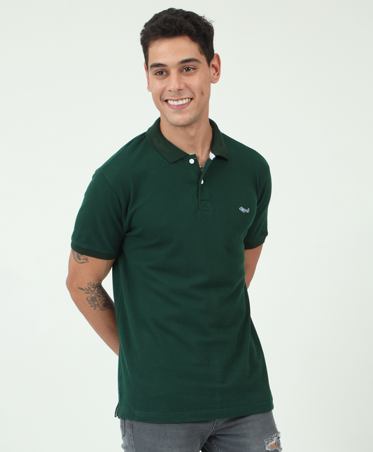 Emarald Green Back printed Polo T-Shirt