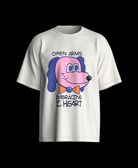 Happy Doggo Oversized Printed T-shirt