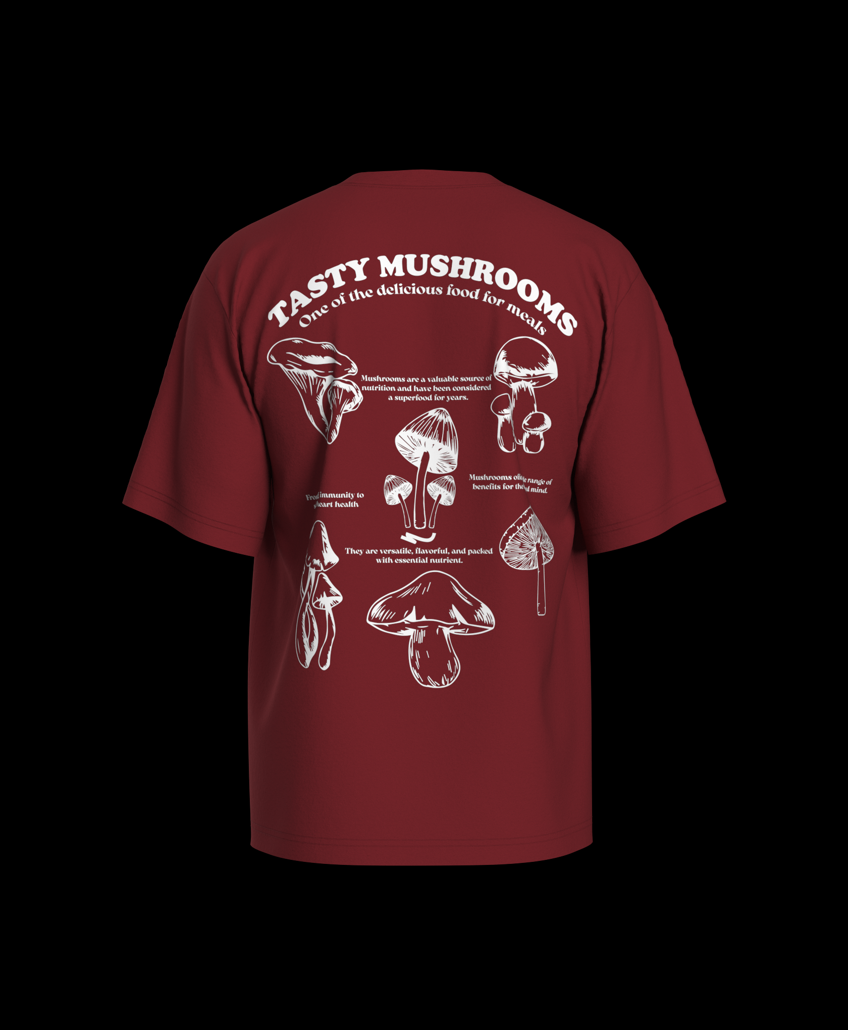 Tasty Mushrooms Oversized Printed T-shirt