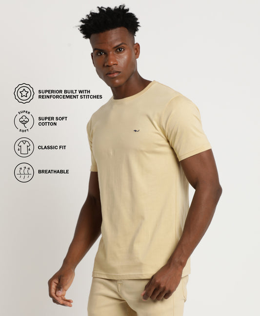 Beige Slim-fit T-Shirt for Men 