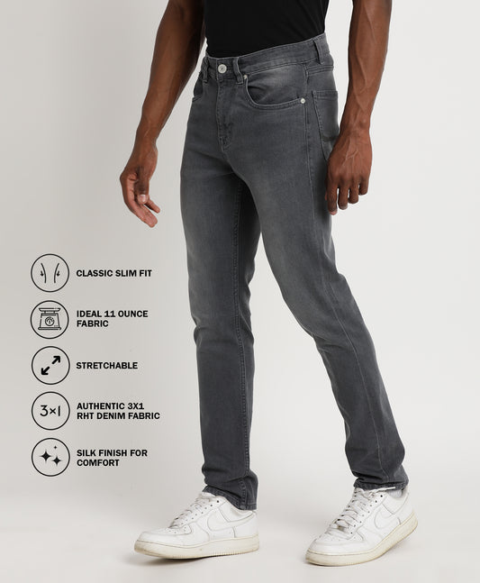 Grey Slim-fit Jeans for Men 