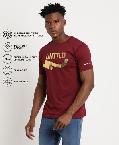 Maroon Slim-fit T-Shirt for Men 