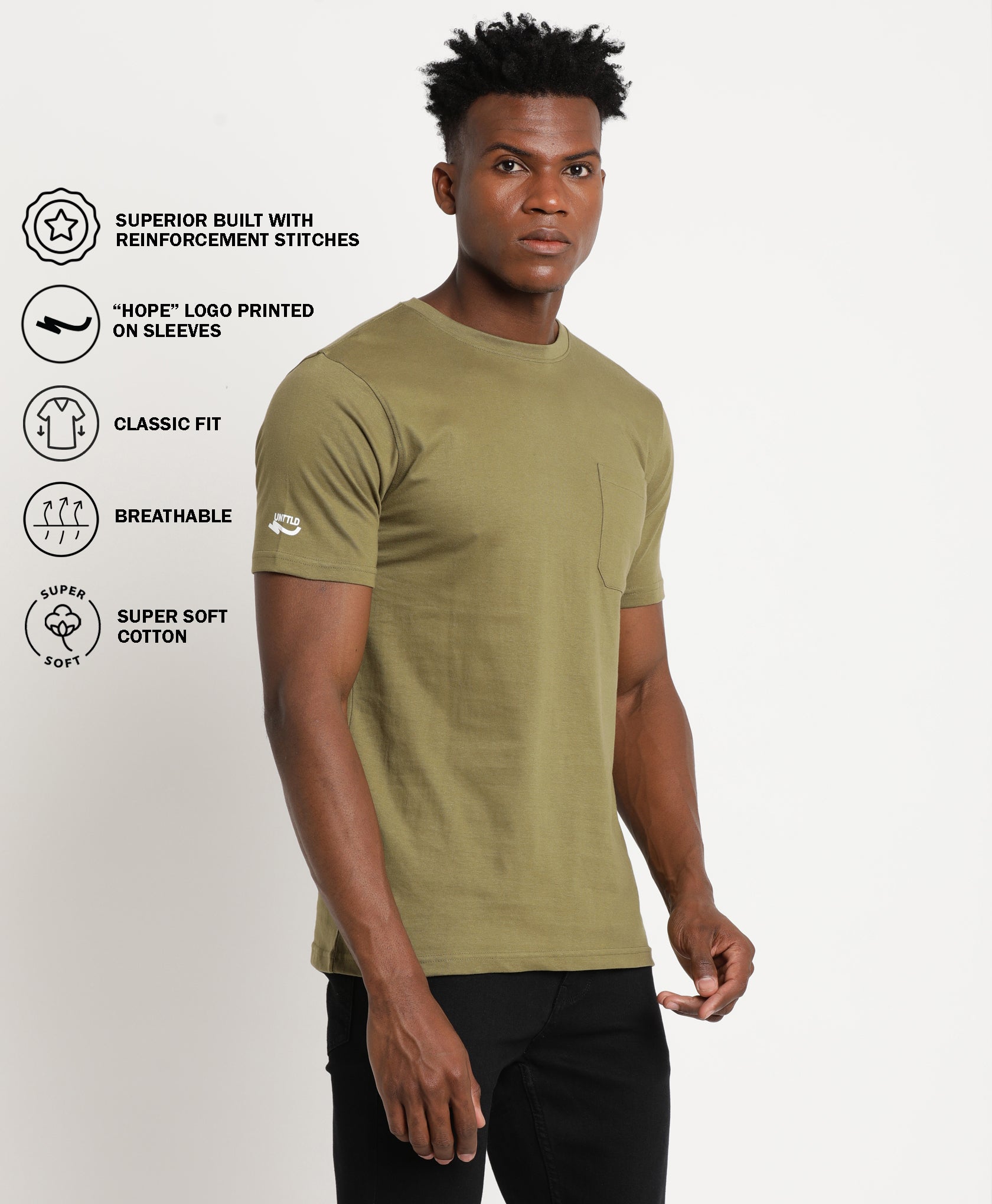Olive Slim-fit T-Shirt for Men 
