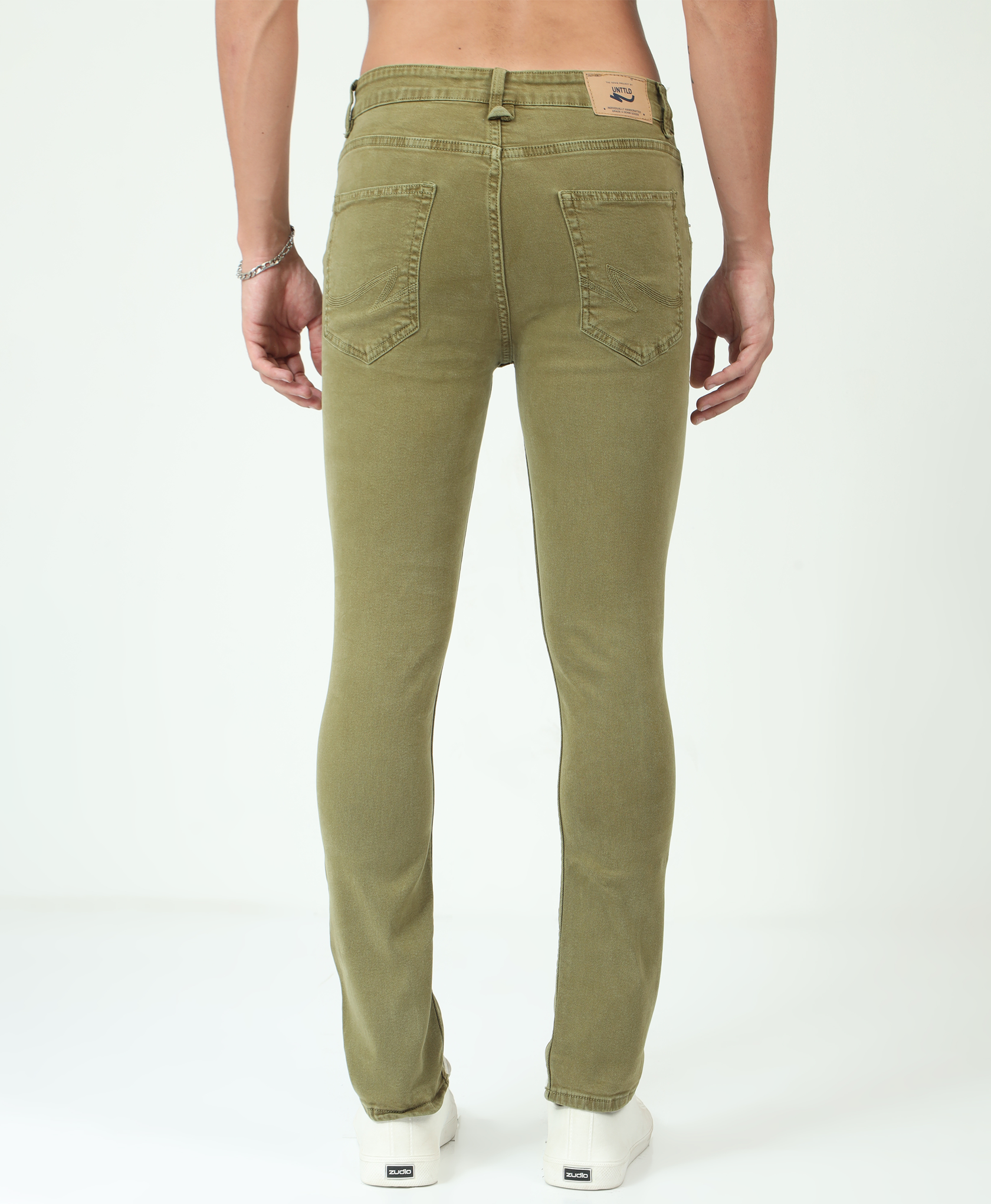 Distressed Olive Slim-fit Jeans