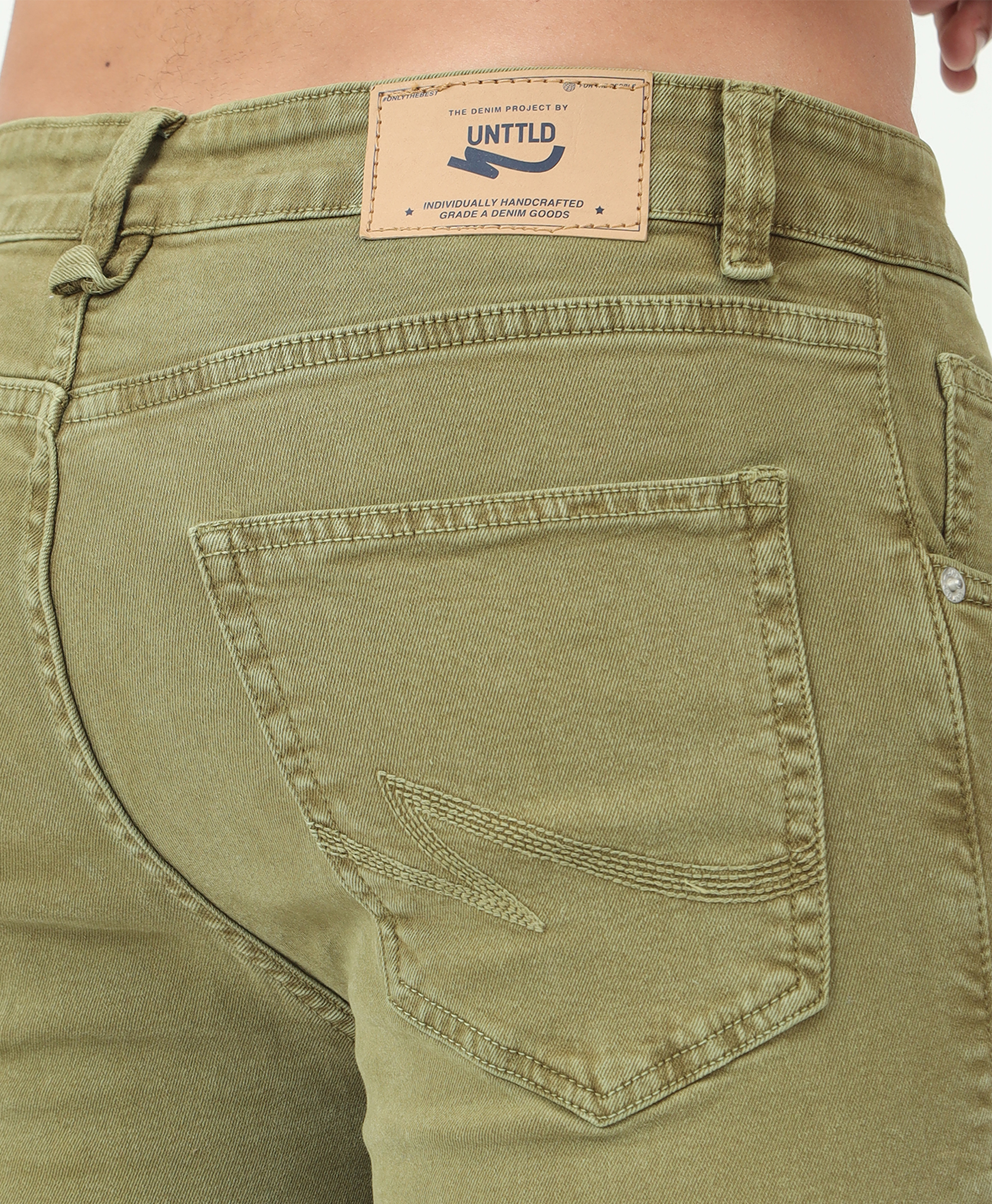 Distressed Olive Slim-fit Jeans