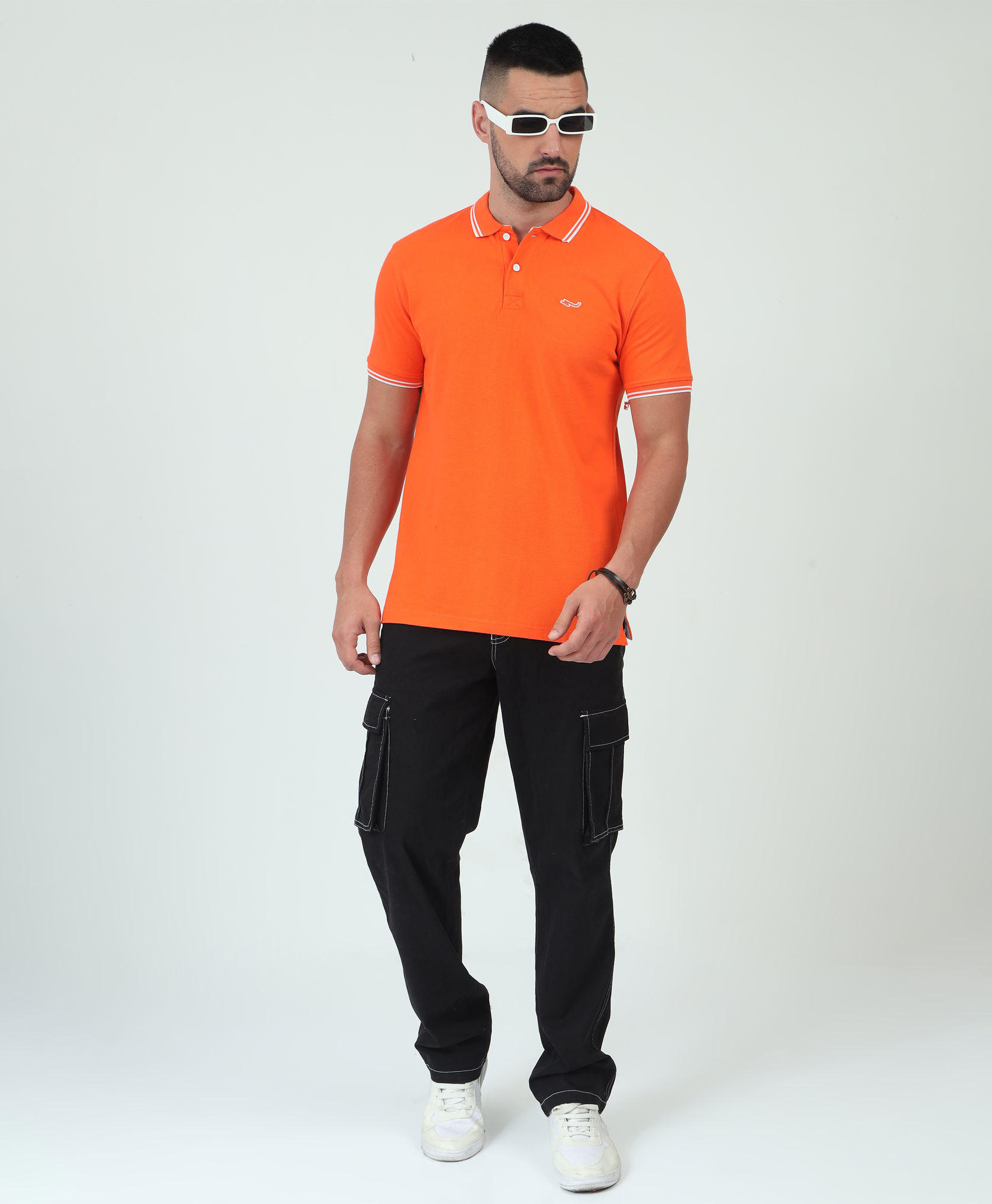 Orange Back printed Polo T-Shirt