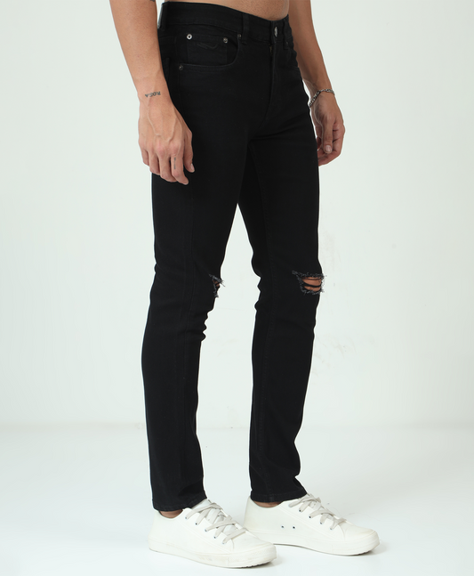 Distressed Black Slim-fit Jeans