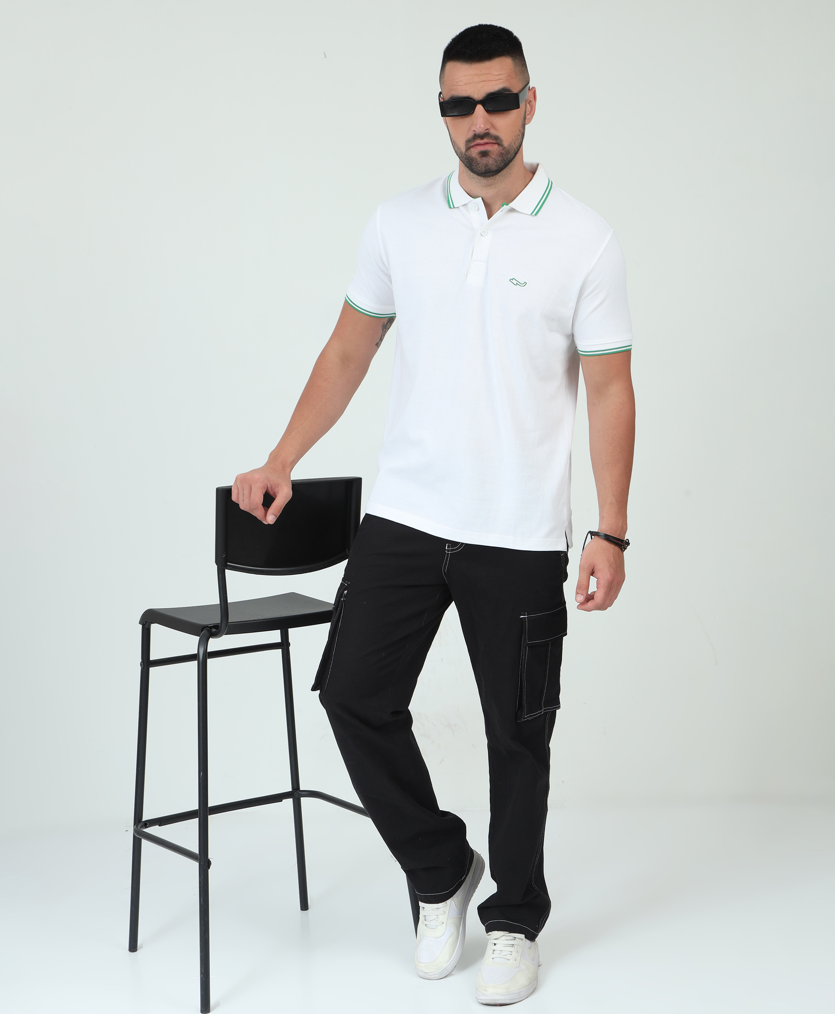 White Back printed Polo T-Shirt