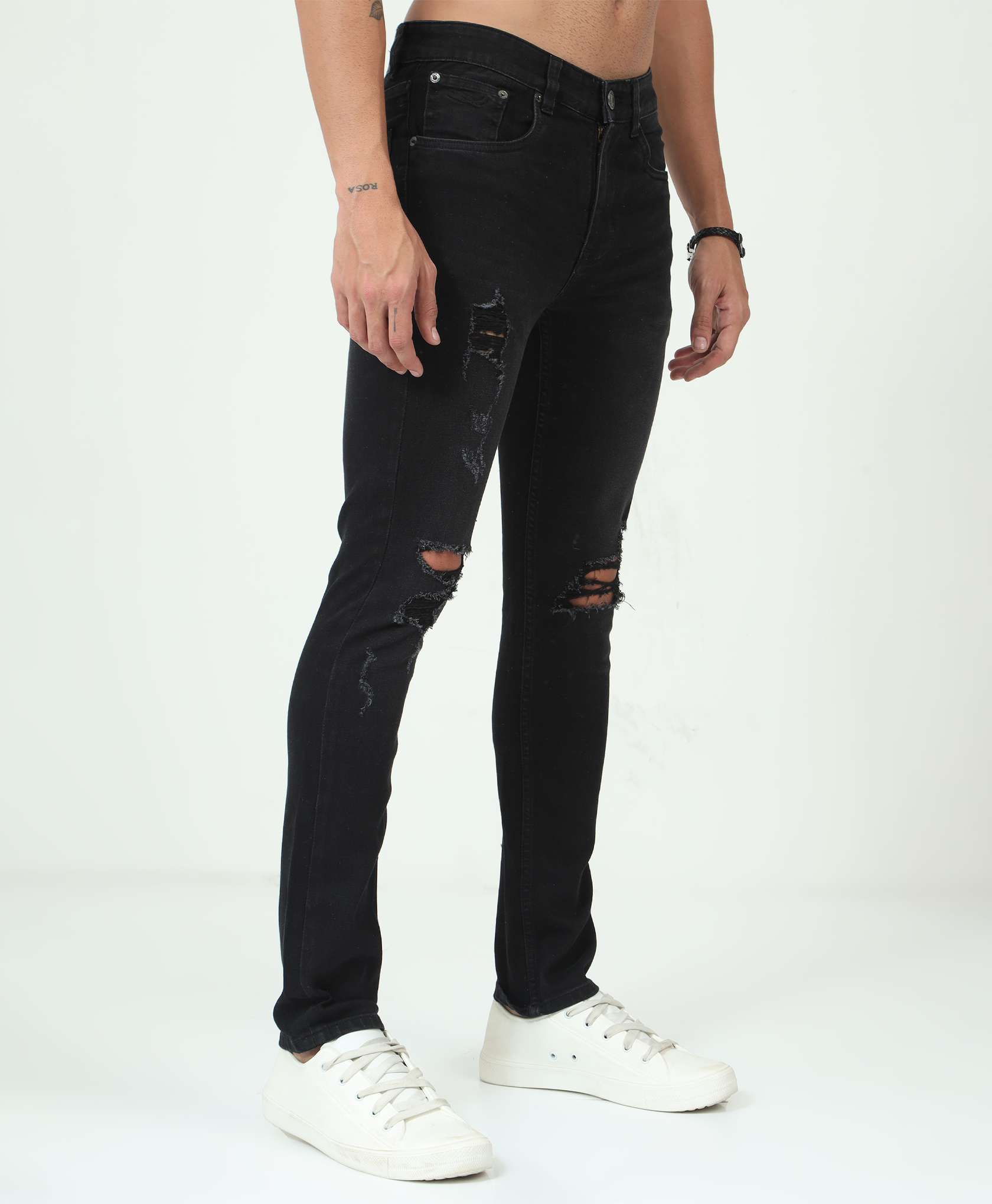 Black Slim-fit Ripped Jeans
