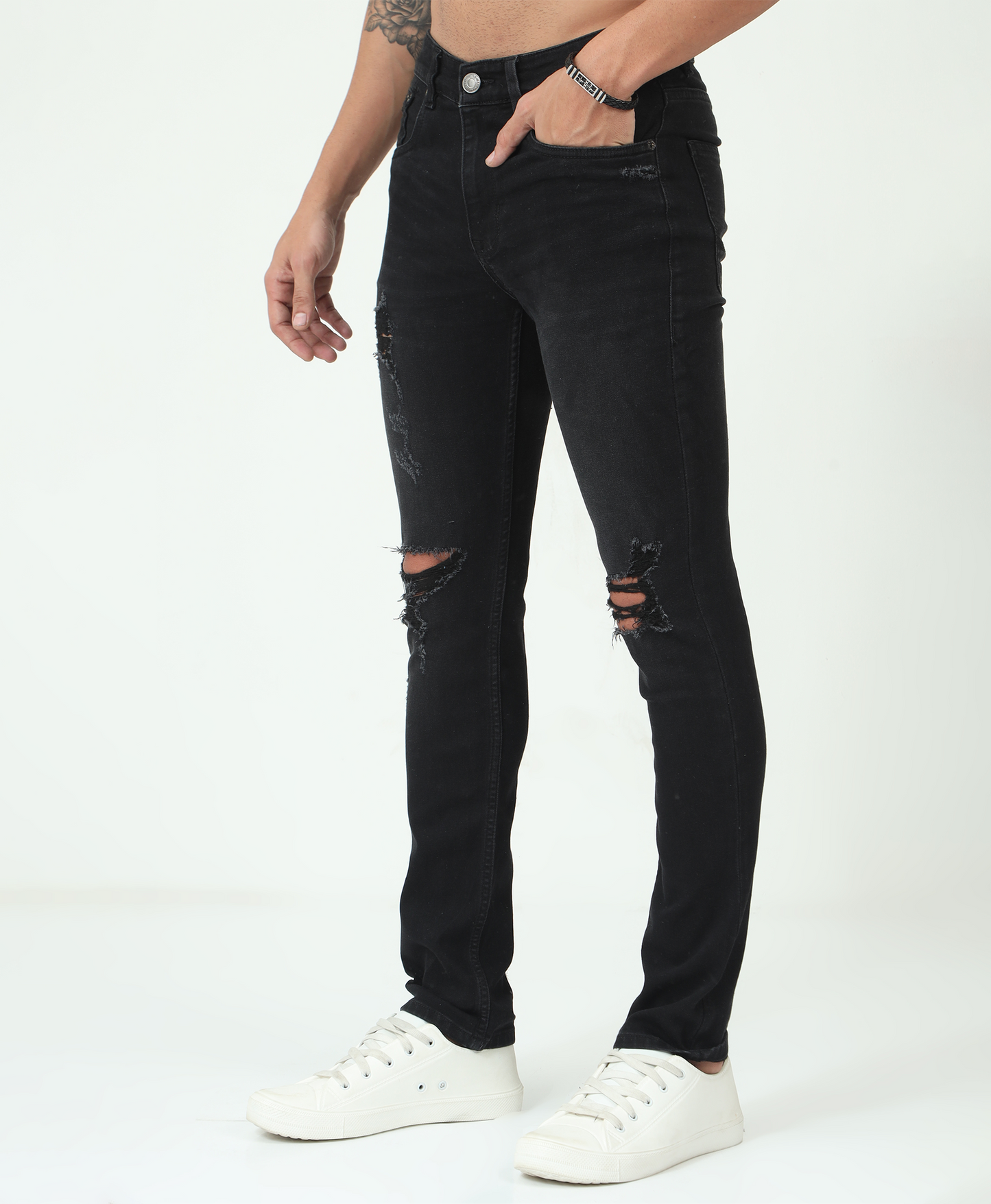 Black Slim-fit Ripped Jeans
