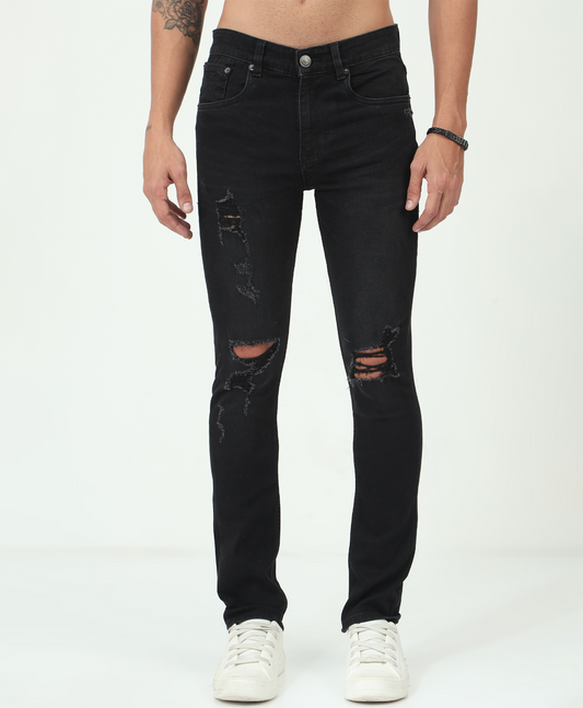Black Slim-fit Ripped Jeans