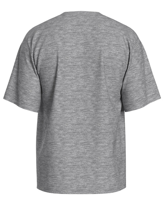 Grey Melange Ovesized Chest Printed Unisex T - shirt for Men 