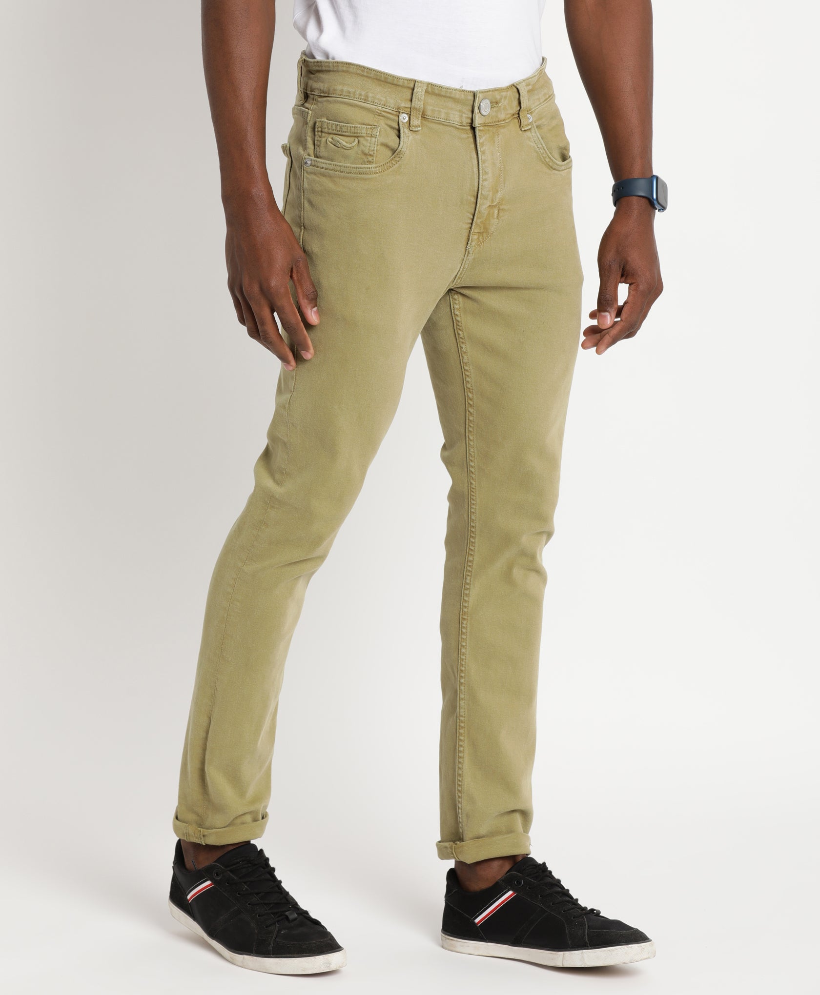 Olive Slim-fit Jeans for Men 