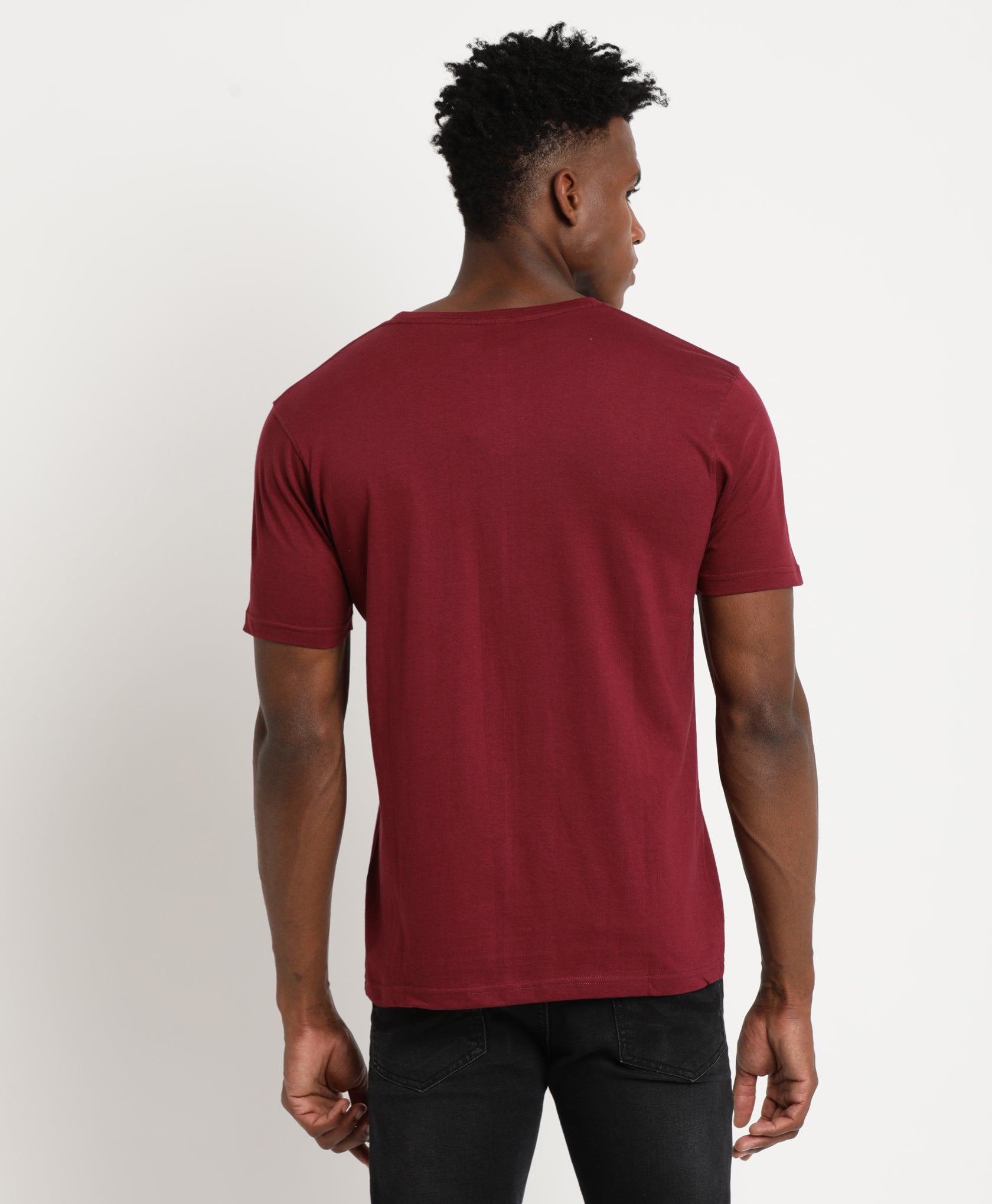 Maroon Slim-fit T-Shirt for Men 