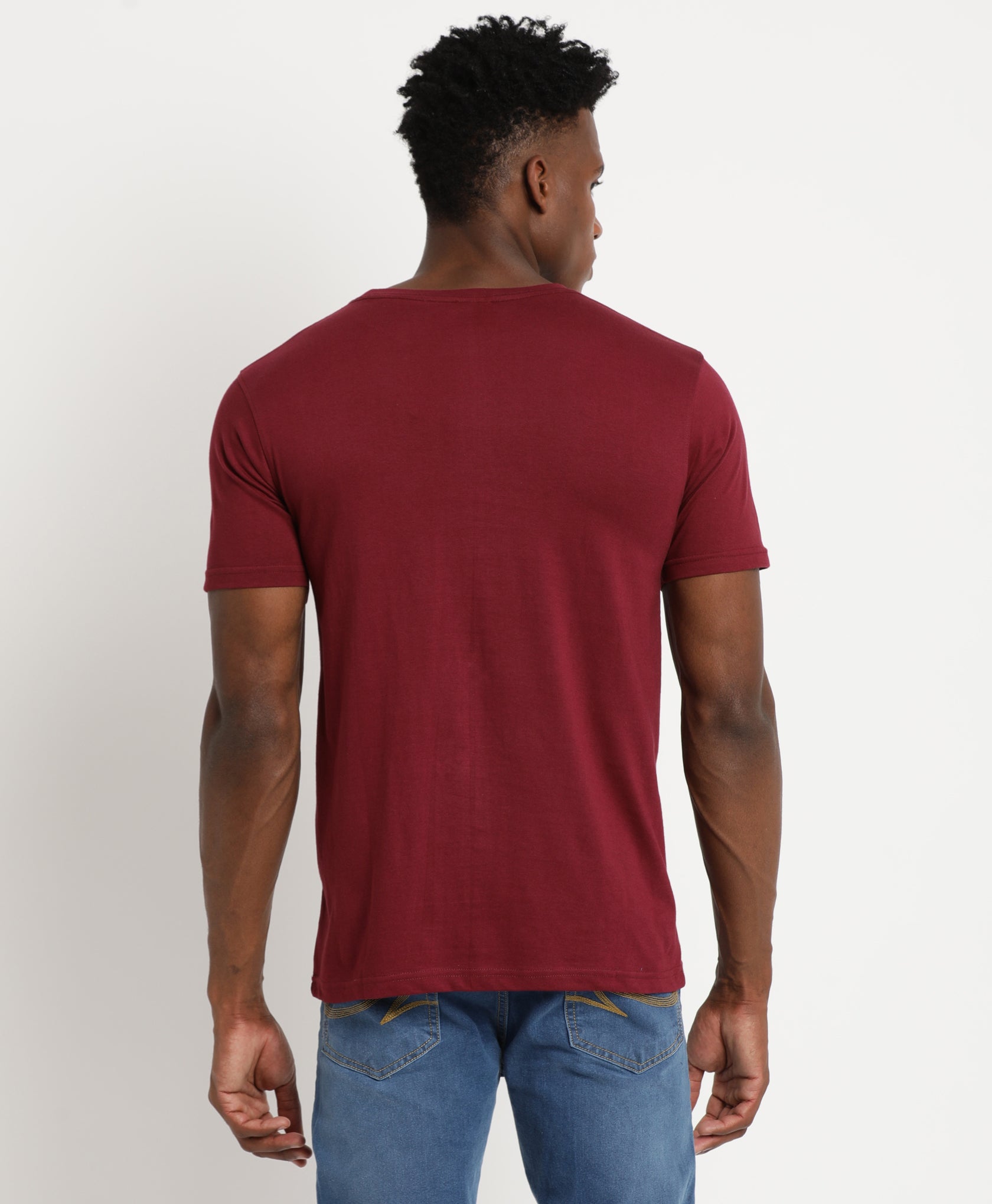 Maroon Slim-fit T-Shirt for Men 