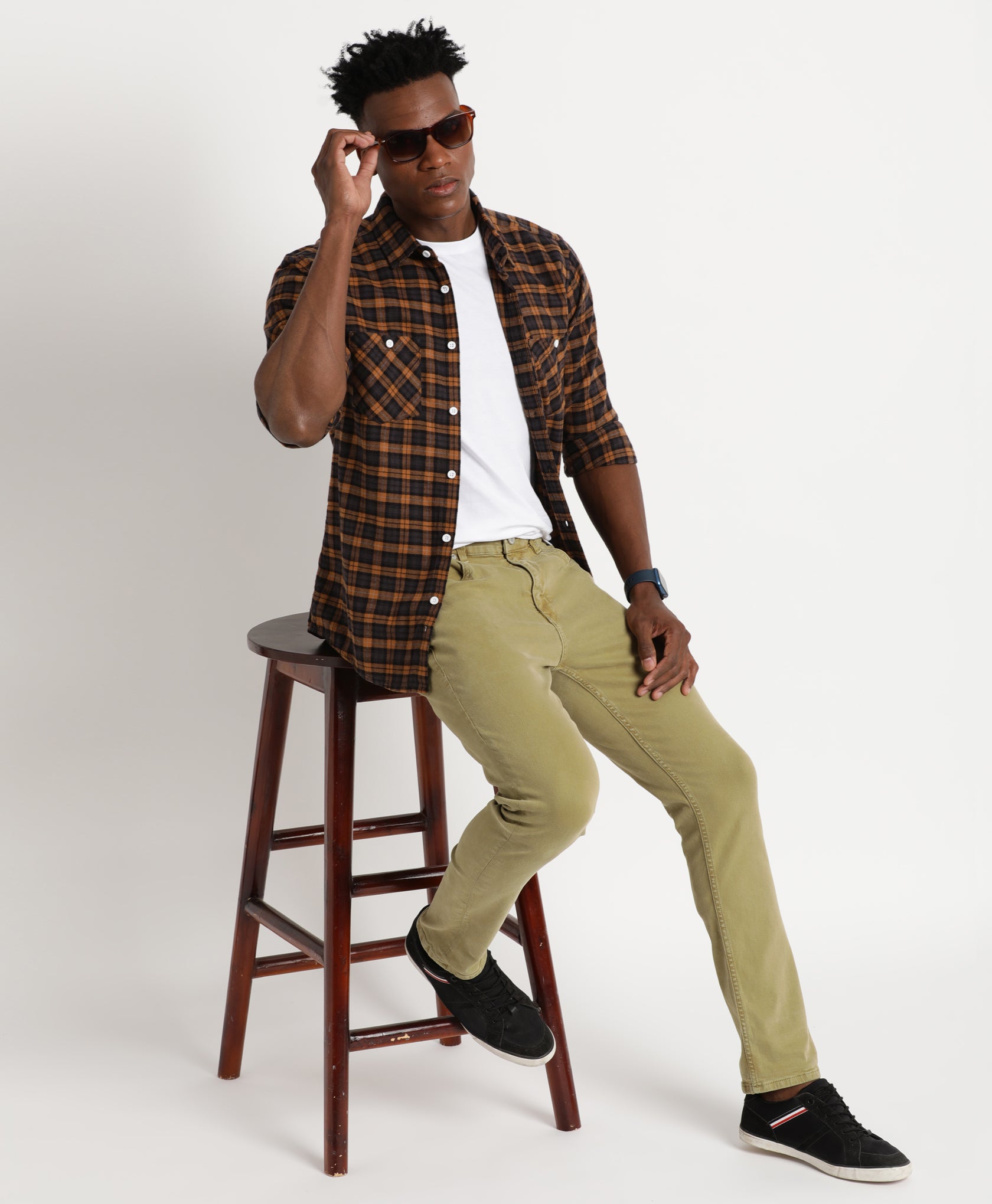 Olive Slim-fit Jeans for Men 
