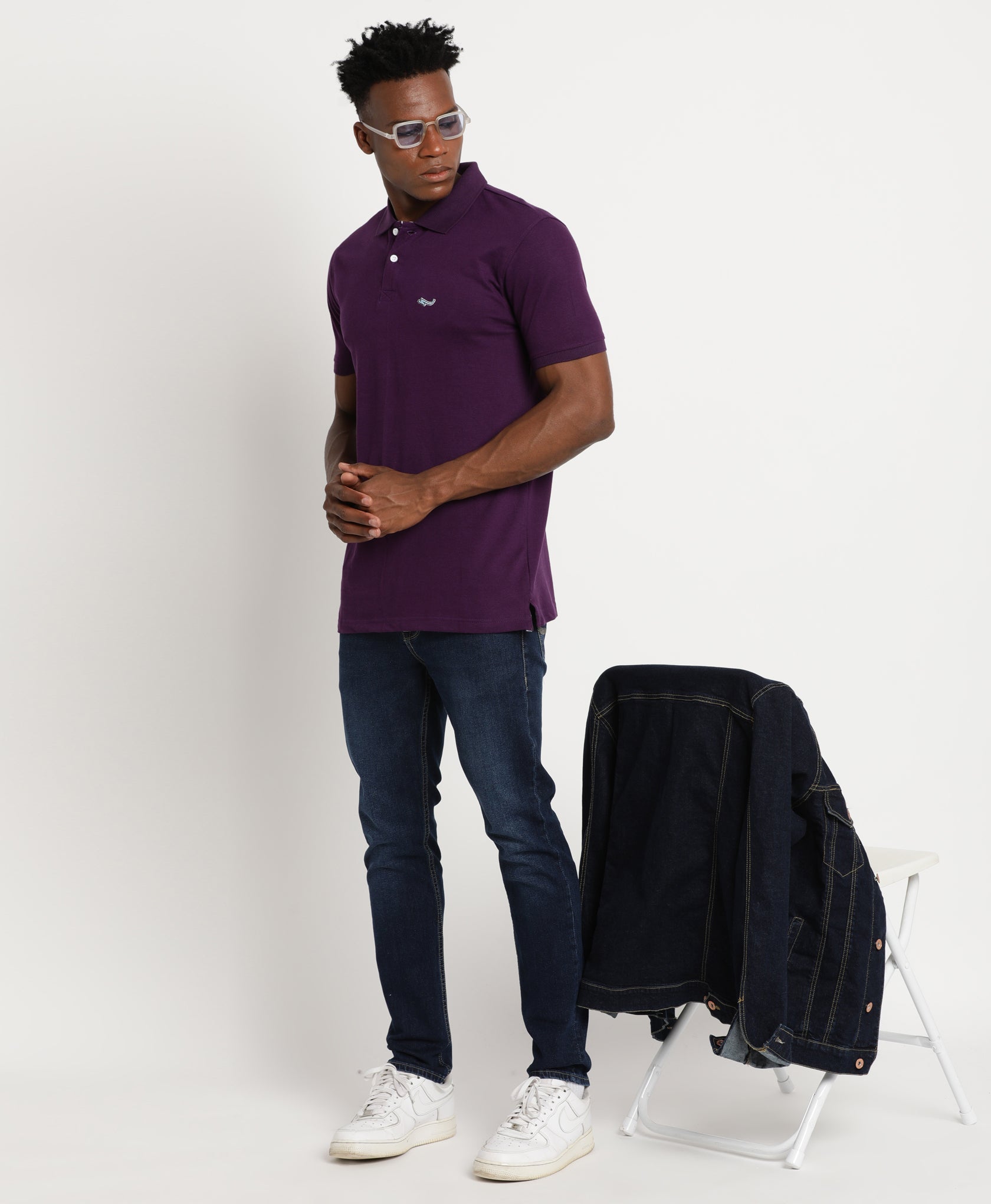 Purple Long Sleeve Button Up Top