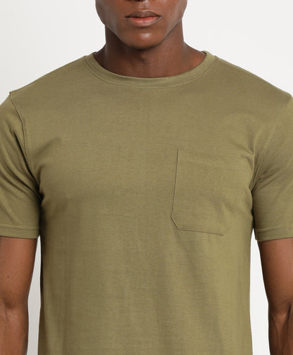 Olive Slim-fit T-Shirt for Men 
