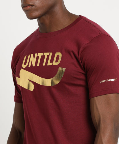Maroon Slim-fit T-Shirt for Men 